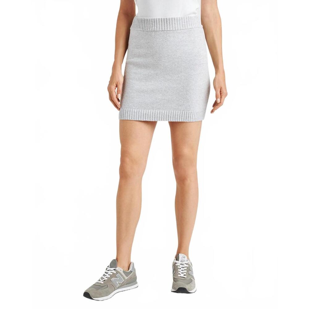 NEW SPLENDID ribbed trim sweater skirt in ice heather grey